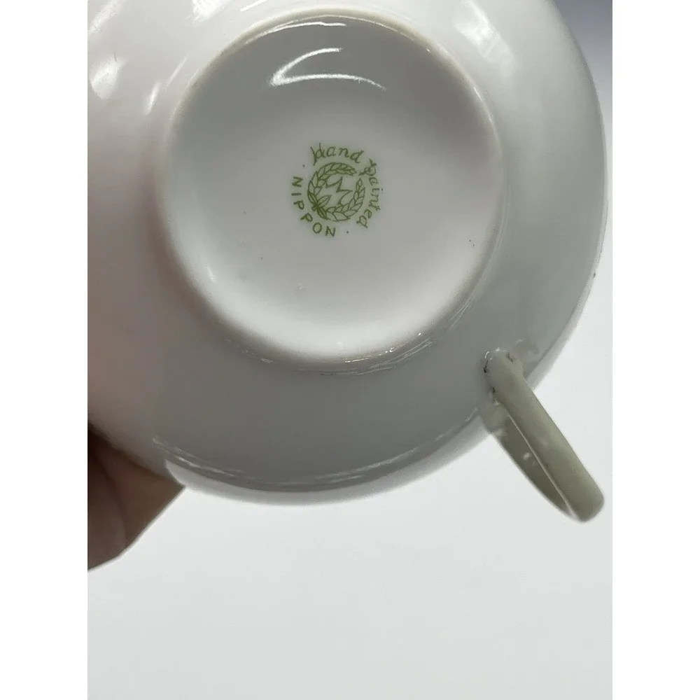 Antique Nippon Teacup & Saucer Plate Hand‎ Painted Floral A50